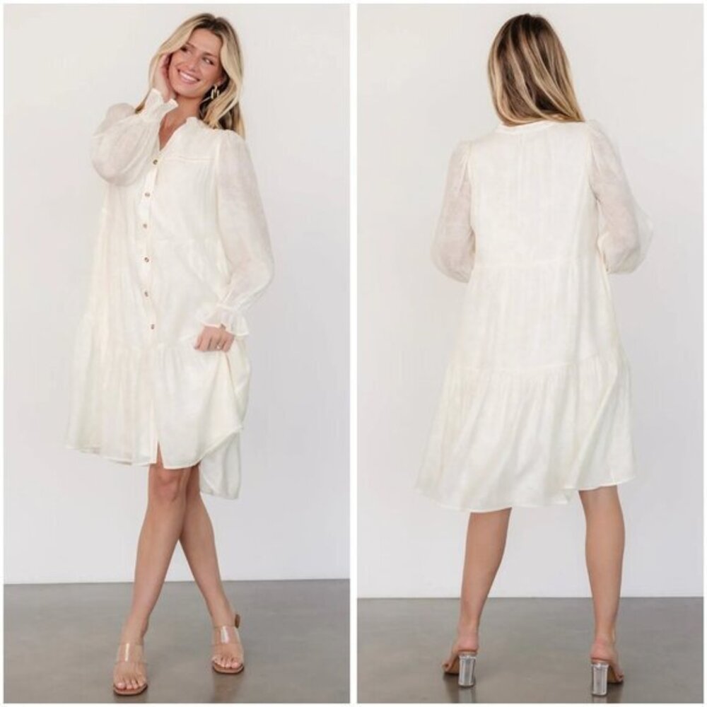 Baltic Born Brenna Button Midi Dress with Pockets in Cream Size L NWOT